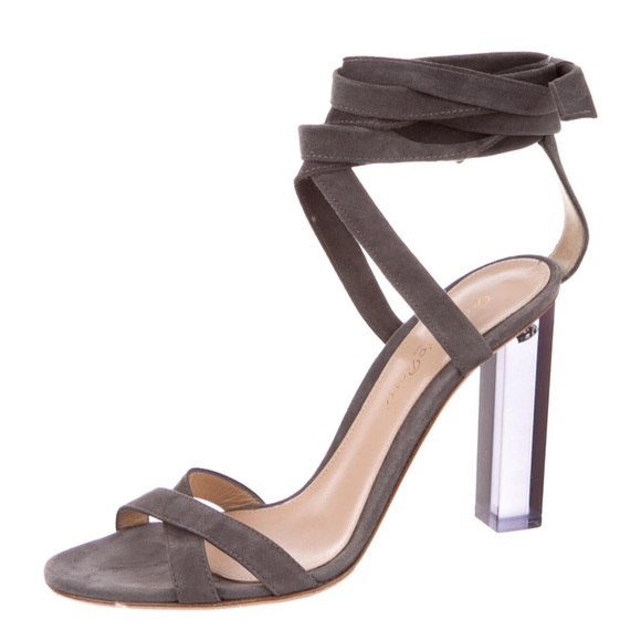 Gianvito Rossi Shoes - Gianvito Rossi grey suede lucite heel sandal 39.5